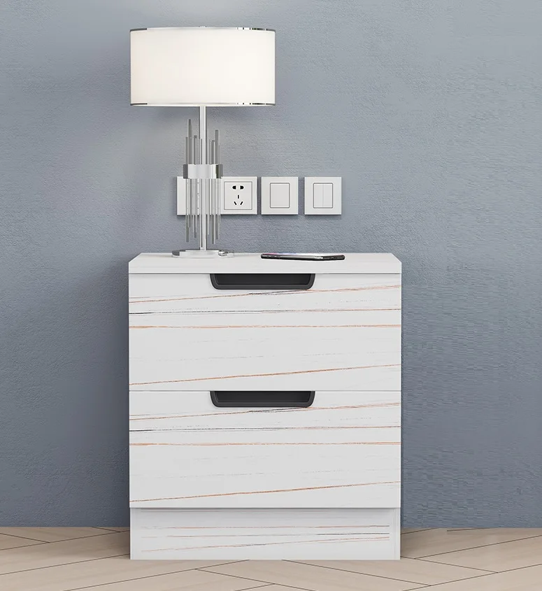 400x500xH400mm Modern Empty White Beside Table Bedroom Rectangular Cabinet with Drawer Storage in Wooden