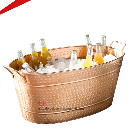 top quality pure copper oval shape ice bucket beverage tub for bar weddings hotels