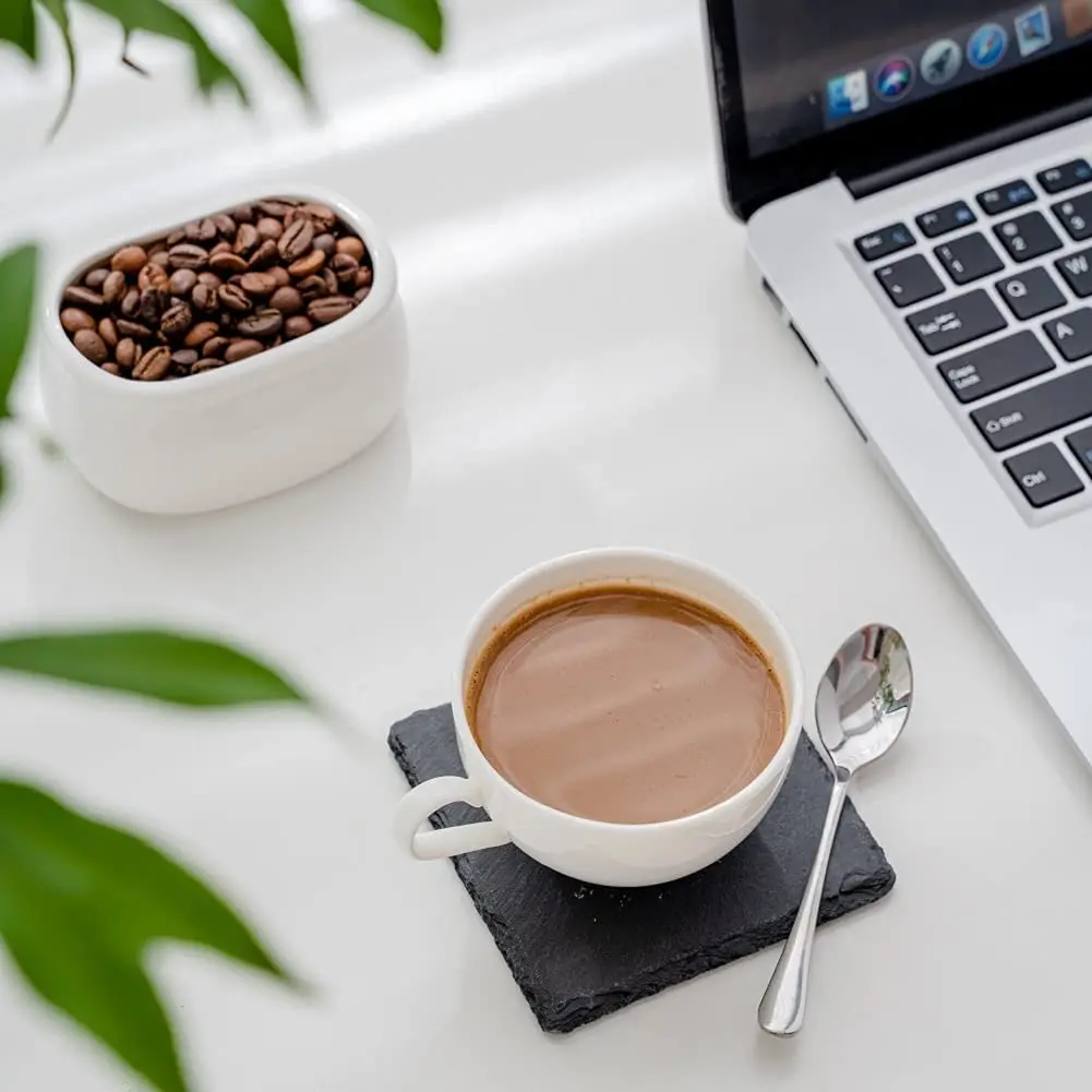 game of Thrones Can engrave logo custom high quality black stone natural side square cafe decoration cup mat dissipation