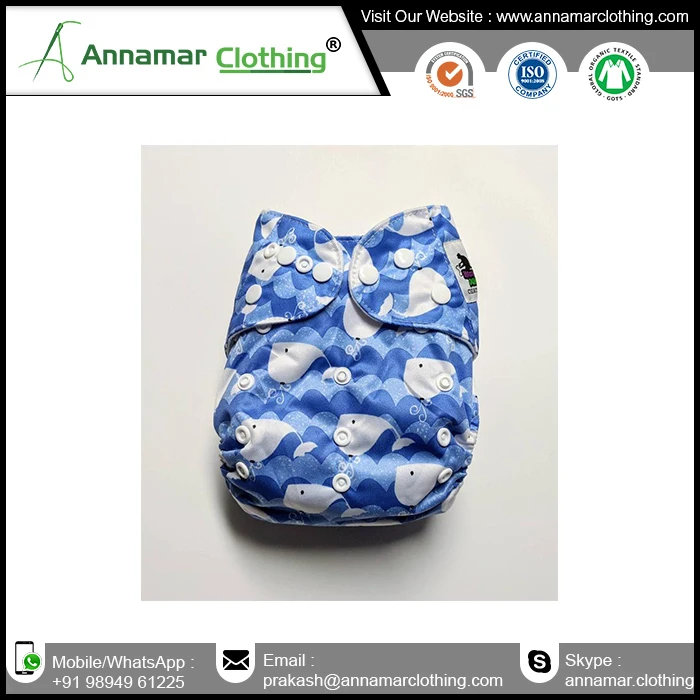 Baby 100% organic cotton reusable diaper with inserts for unisex muslin cloth diaper for manufacturers and exporters from India