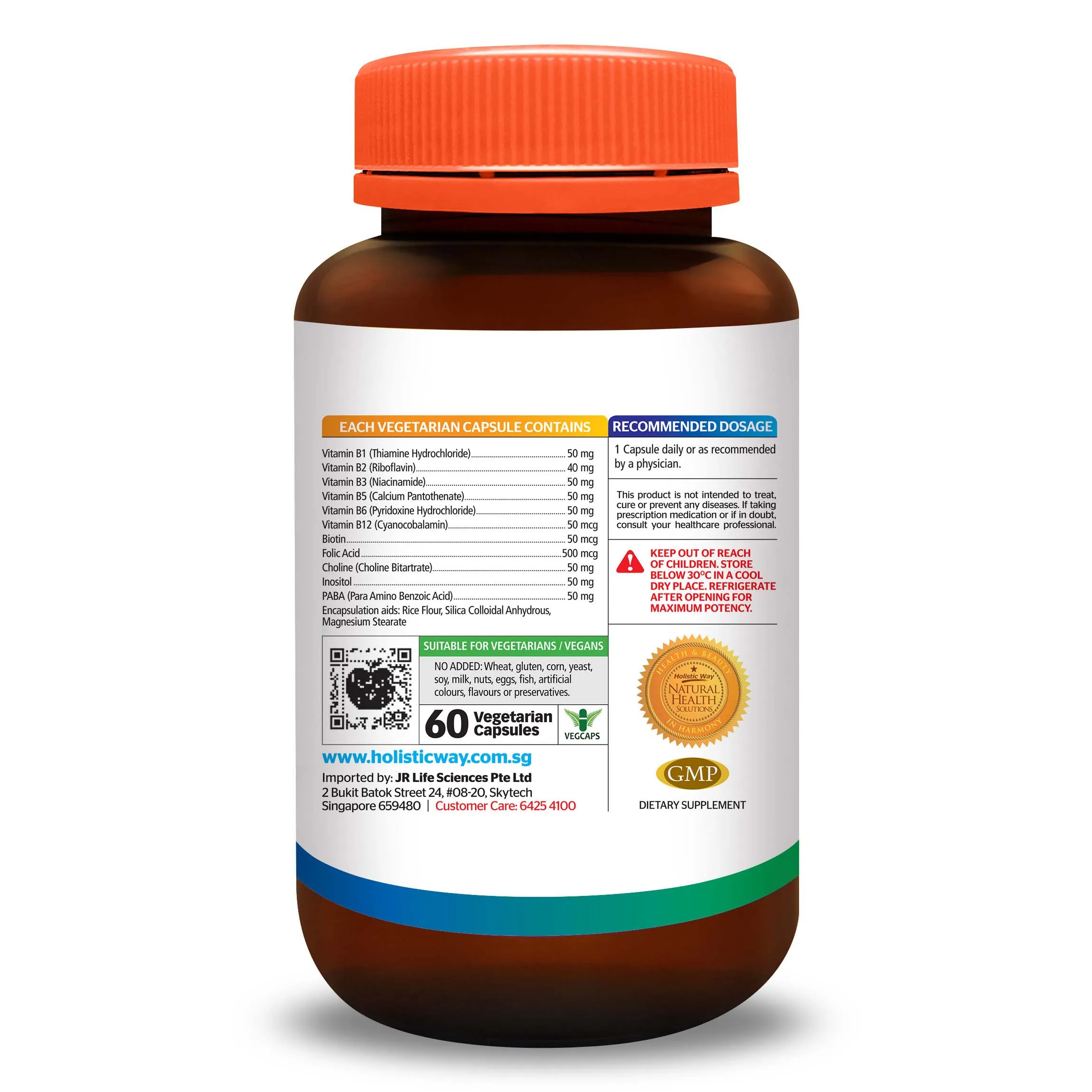 43g Health Care Product Providing Energy Holistic Way High Potency B50 Complex With 60 Vegetarian Capsules