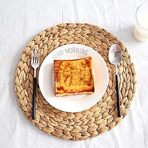 Rattan Placemats Circle Woven Placemats Water Hyacinth Straw Braided Table Placemat Made in Vietnam