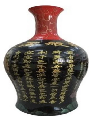 Abstract painting techniques Buddhist heart sutra lacquer vase Chinese lacquer artwork with factory prices