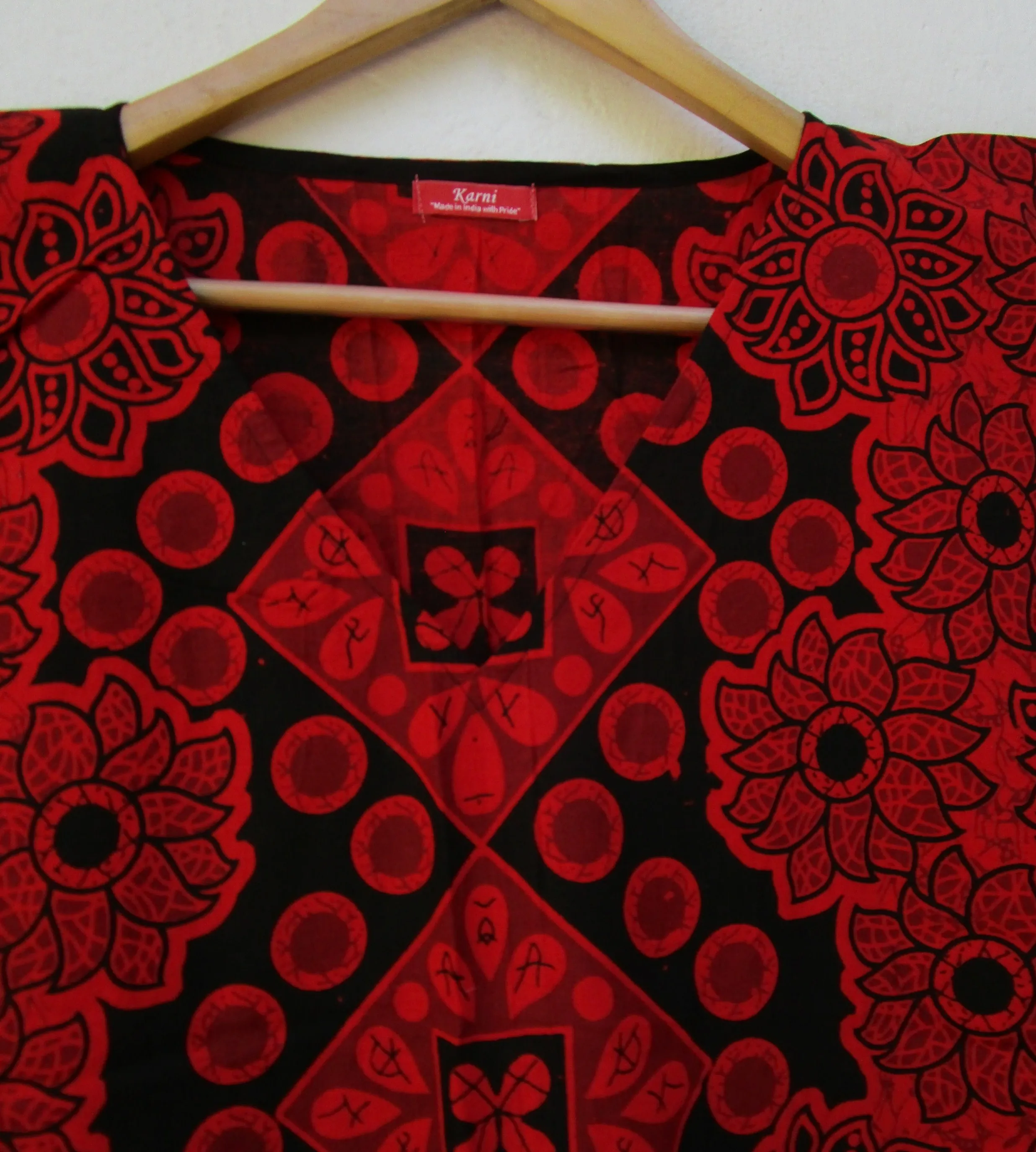 Cotton solid red loose fir kaftan - beach wear cotton long maxi kaftan - bath wear Indian kaftan