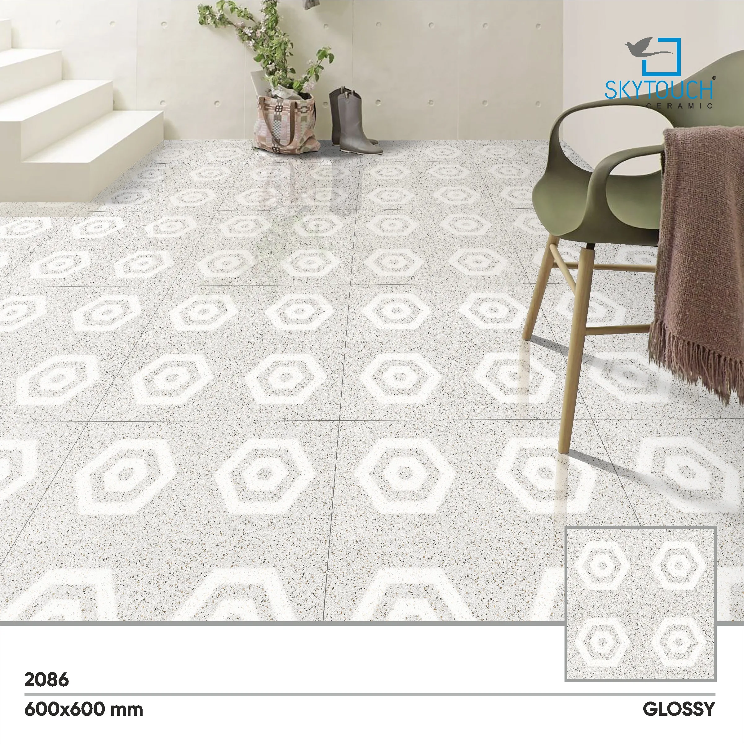 Project usage Building Materials tile 600x600mm grey color full polished glazed marble look glossy porcelain tile