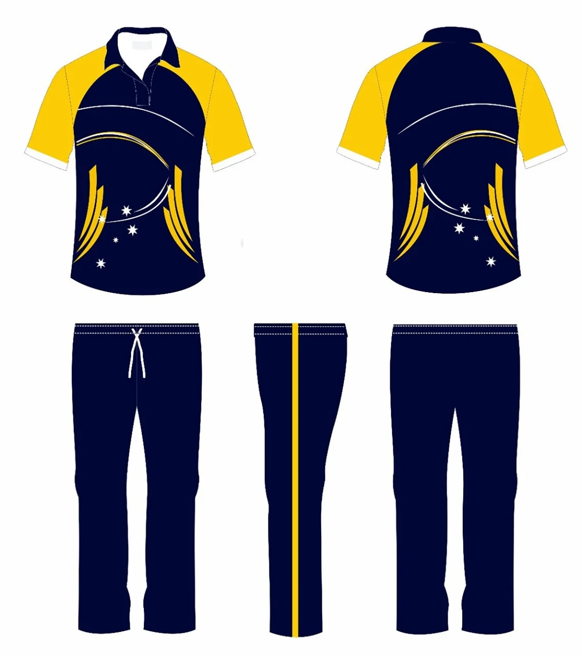 Мужская форма для крикета с сублимационной печатью из 100% ткани interlock 220 GSM 3D