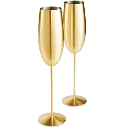 Best Selling Barware Item Customized Luxury Wine Metal Goblets Unbreakable Set Champagne Glasses Flutes