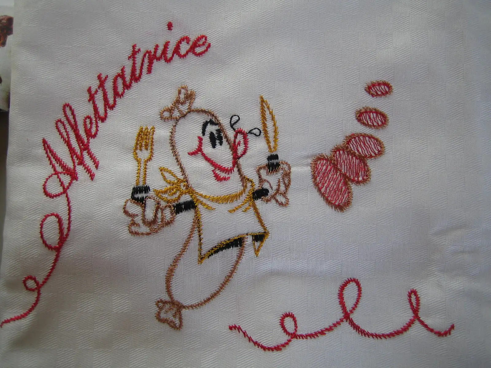 WHOLESALE 100% COTTON EMBROIDERED SLICER COVER, LARGE SIZE cm.58x45 HEIGHT cm.45 RED TAPE FOR KITCHEN