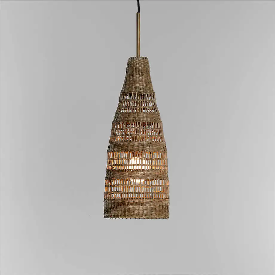 Small Slim Woven Seagrass Lampshade Pendant Light Home Decoration
