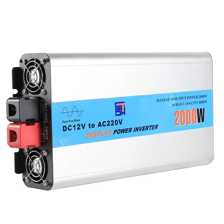 High quality 2000W LED display power inverter dc 12v 24v to ac 110v 220v off grid pure sine wave power inverter 2000 watt