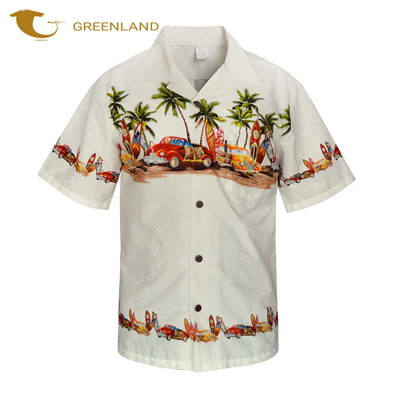 Hot Sale Male Fashion Holiday Shirts Customized Hawaii Style Printing Shirt Mens Beach Wear Blouse