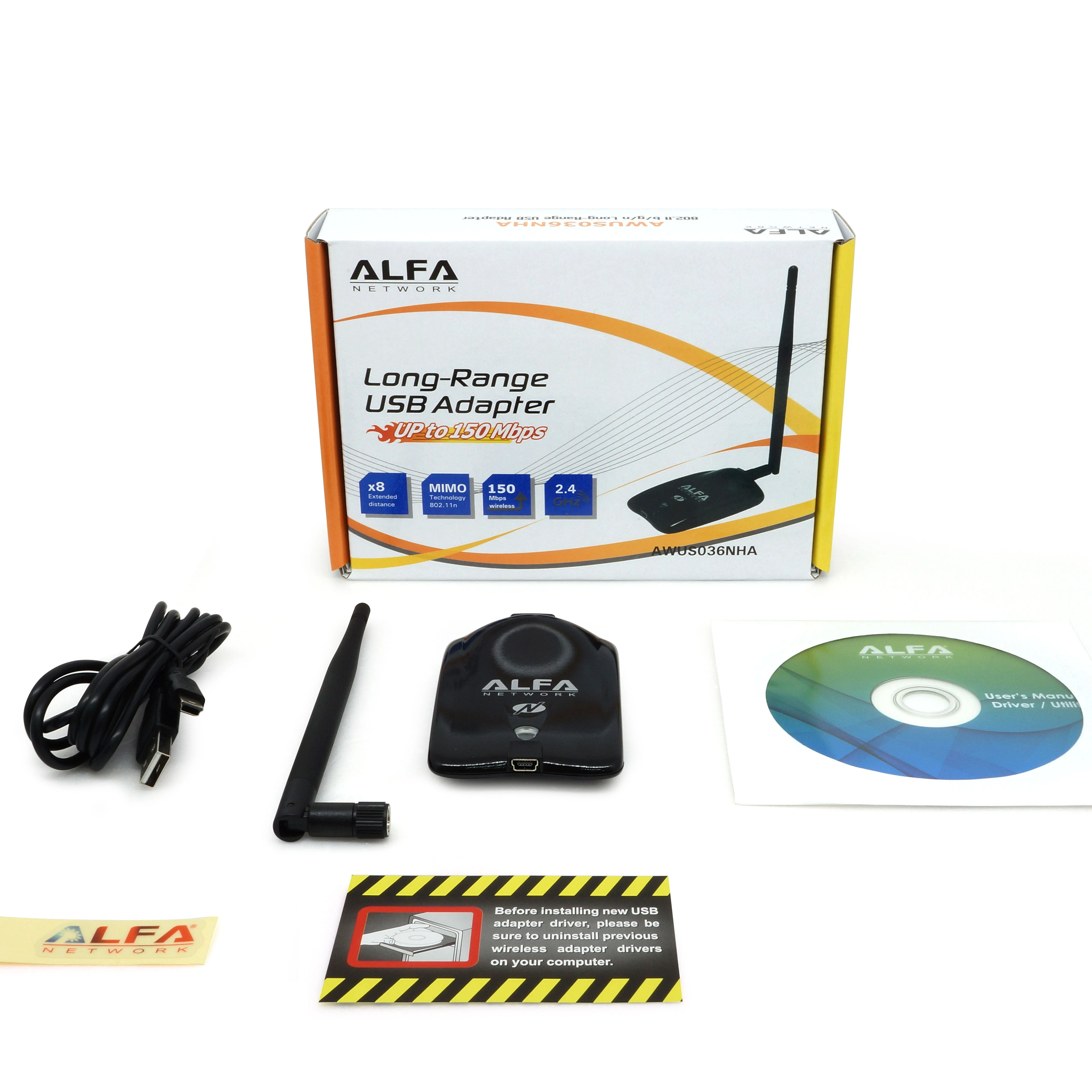 
 USB-адаптер с длинным радиусом действия 802.11b/g/n  