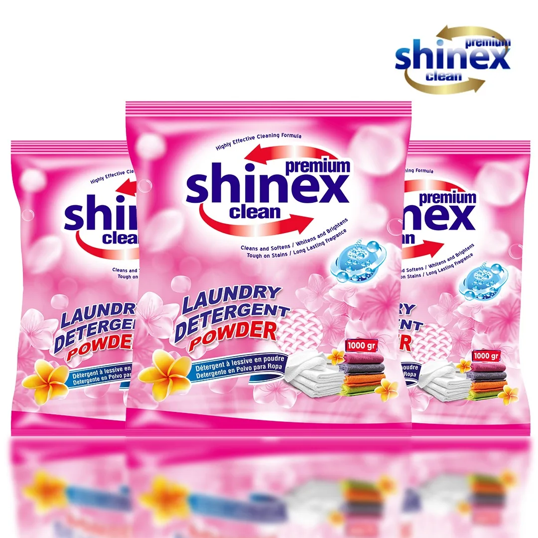 SHINEX High Quality Laundry Washing Detergent Powder 1 Kg Hand Washing High Foam Powder Detergent  Made in Turkey