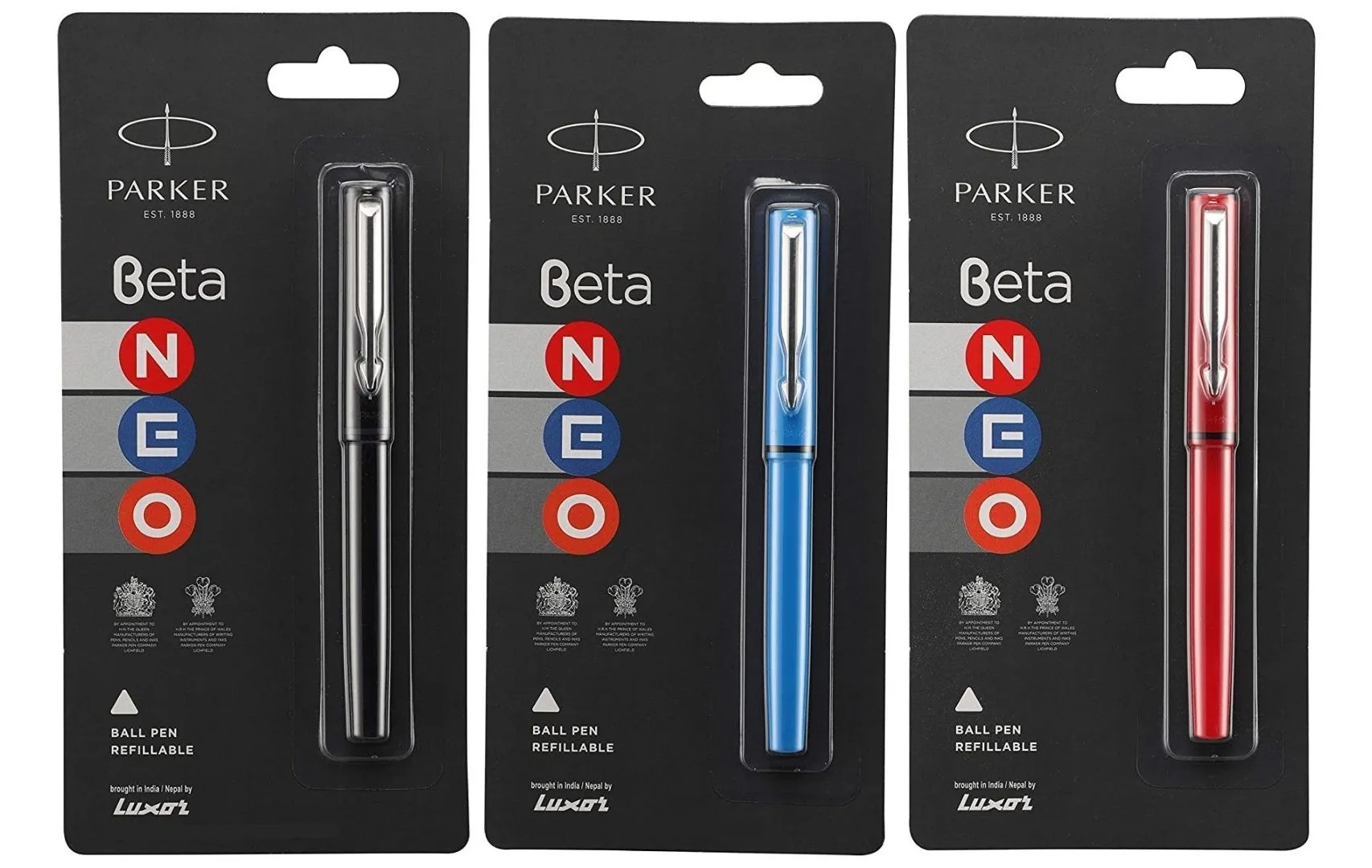 Ballpens Parker Beta Neo Chrome Trim fitted with m-systemark ballpoint pen refill black glossy finish promotional parker pens