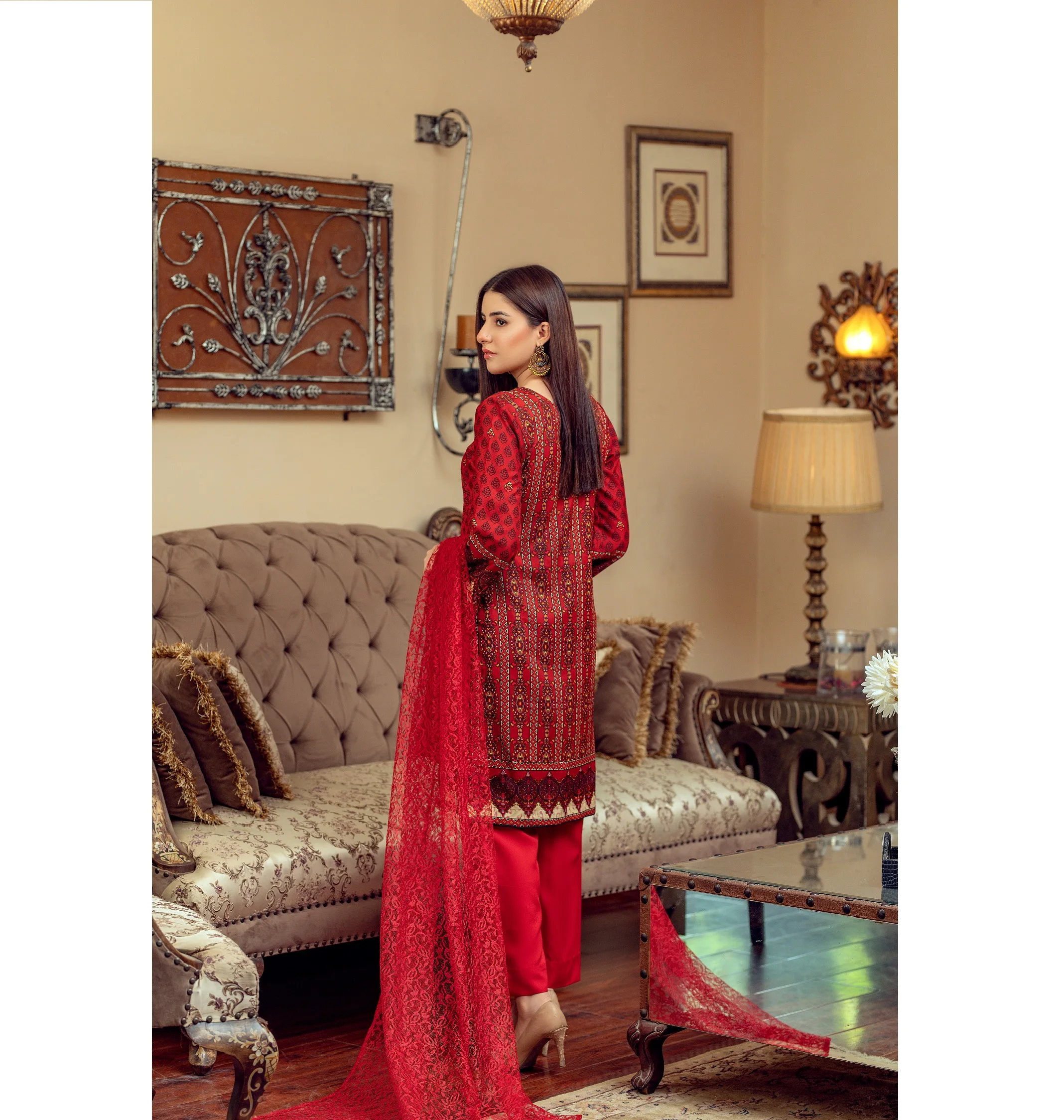 Высококачественная женская рубашка из 3 предметов брюки дупатта официальный костюм без швов 1X8 высококачественный Размер