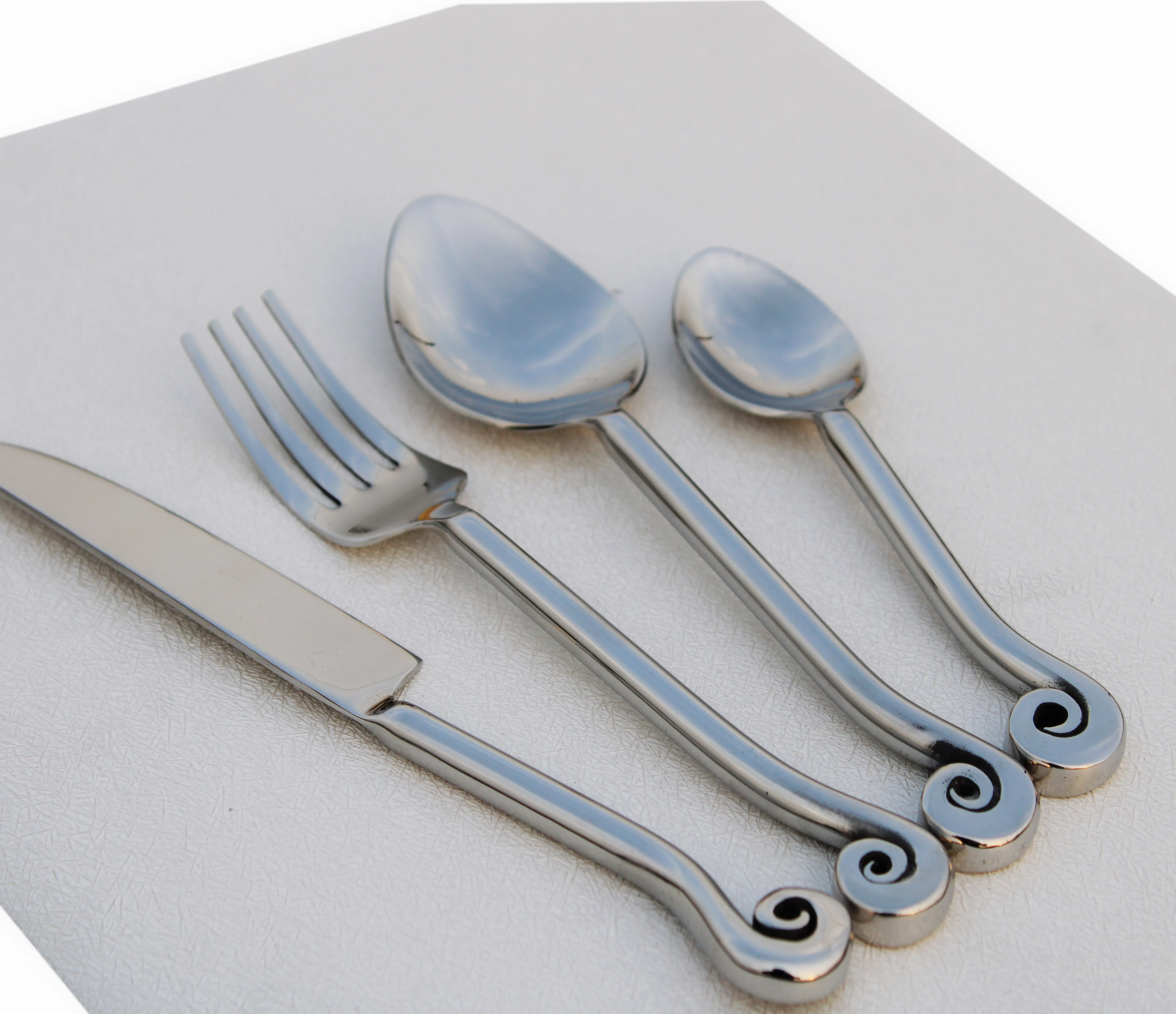 Handmade Luxury Flatware Stainless Steel Round Twist Handle Cutlery Set (Baby Spoon+Tea Spoon+ Baby Fork+ Baby Dessert Knives)
