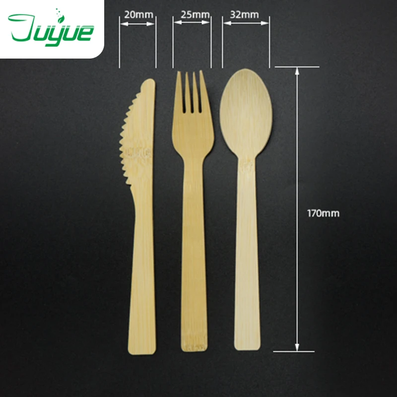New Type Eco Friendly 3-piece Fork Knife Spoon Bamboo wood set Cutlery Set Biodegradable Disposable Wooden bamboo fruit forks