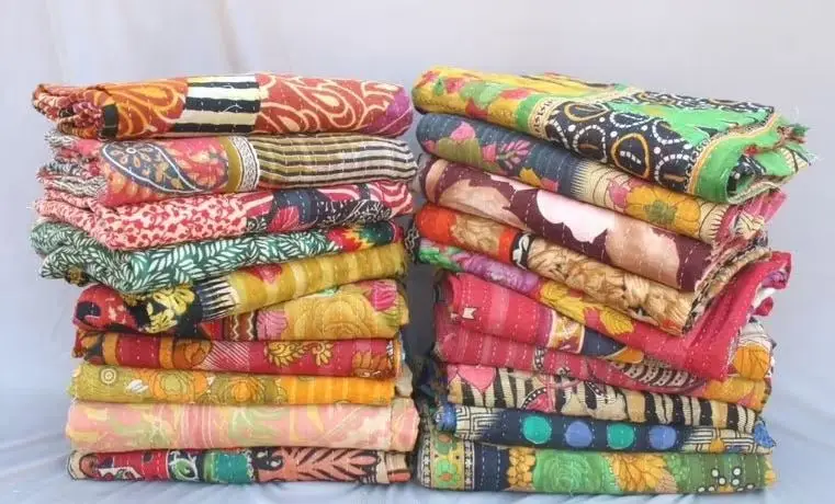 Винтажное старое сари Bangali стеганое хлопковое индийское покрывало ручной работы двустороннее лоскутное для дивана Kantha Gudari одеяла