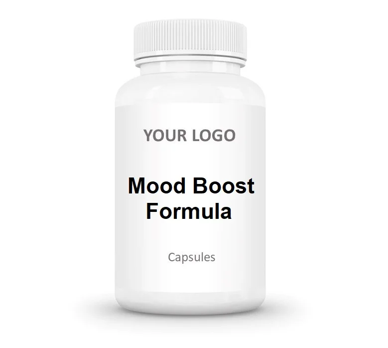 Mood Boost Formula Capsules with Ashwagandha Niacin L-Theanine, Rhodiola 5-HTP  Bottle 60ct Private Label Supplement