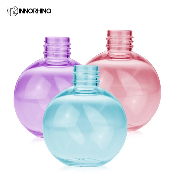 Food Grade HDPE PET Ball Shape Jar Empty Storage Container Round Clear Plastic Jars with Aluminum Lids