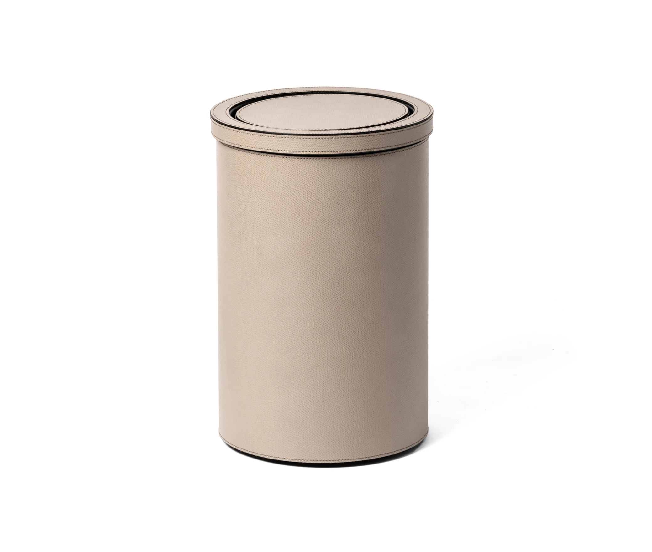 Leather High Quality Italian Handmade Waste Paper Bin with Tilting Lid for Bathroom use