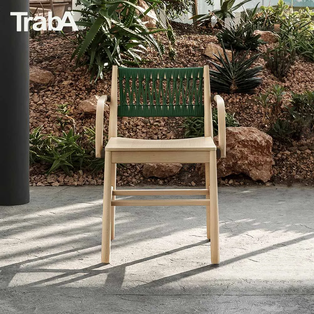 Best Quality armchair solid beech frame color rope backrest