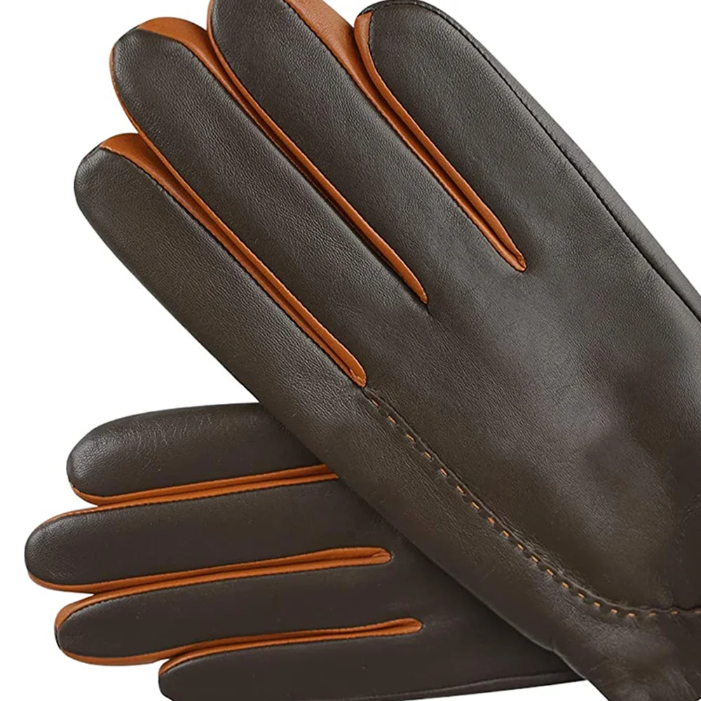 Оптовая продажа, лучшее качество, стильные зимние сохраняющие тепло мужские кожаные перчатки, высококачественные защитные перчатки для вождения