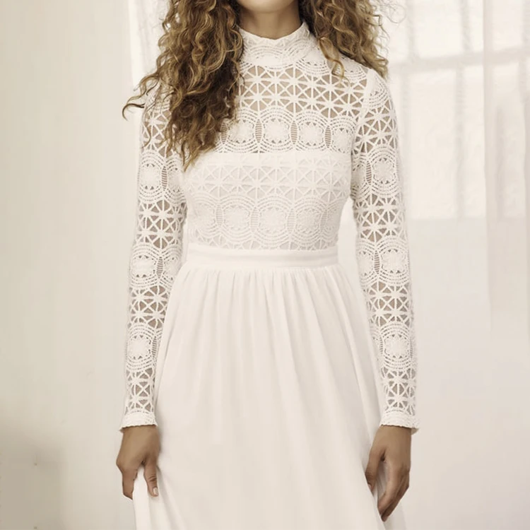 Wholesale 2022 Summer Women Embroidery Elegant Dresses Sexy Maxi Clothing Fall Long Sleeve Winter White Casual Dress For Woman