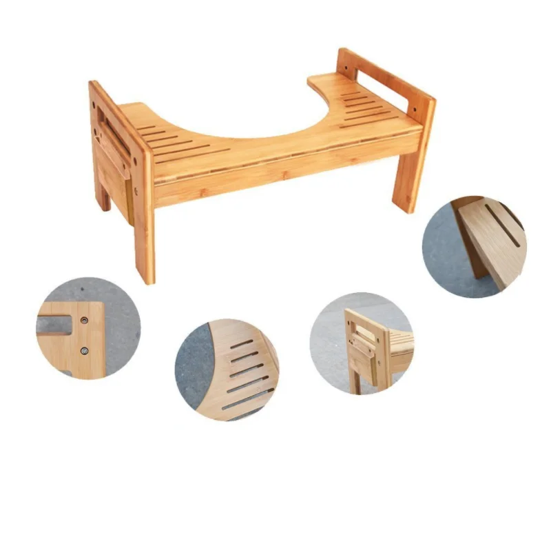 Регулируемый бамбуковый стул для унитаза экологически чистый легко устанавливается