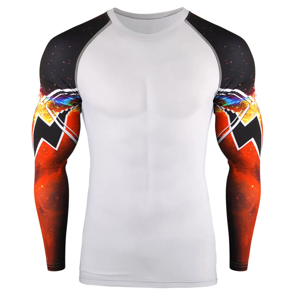 Compression Gym Shirts Long Sleeve Custom Bjj Rashguard Mma Sublimated Mens Rash Guard