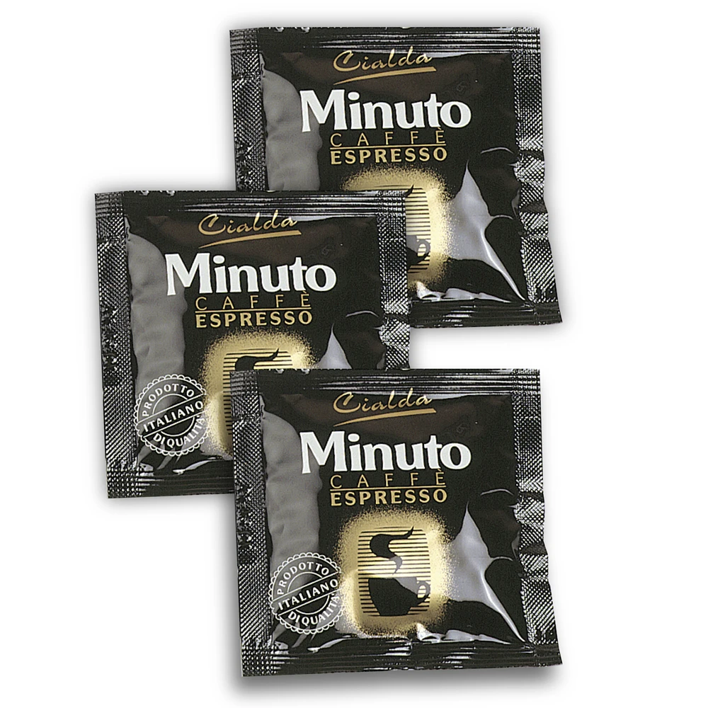 Italian Espresso Style Coffee Pods Minuto Packaged in Natural Paper 100% Biodegradable and Compostable Blend of Aromatic Coffees