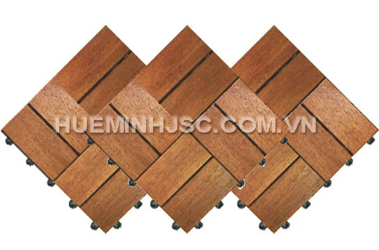 Interlocking Wood decking Tiles with Plastic Base Acacia wood from Vietnamese plantations easy to assemble