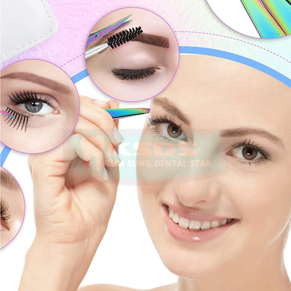  Пинцет для бровей с наклонным наконечником из нержавеющей стали титановым покрытием