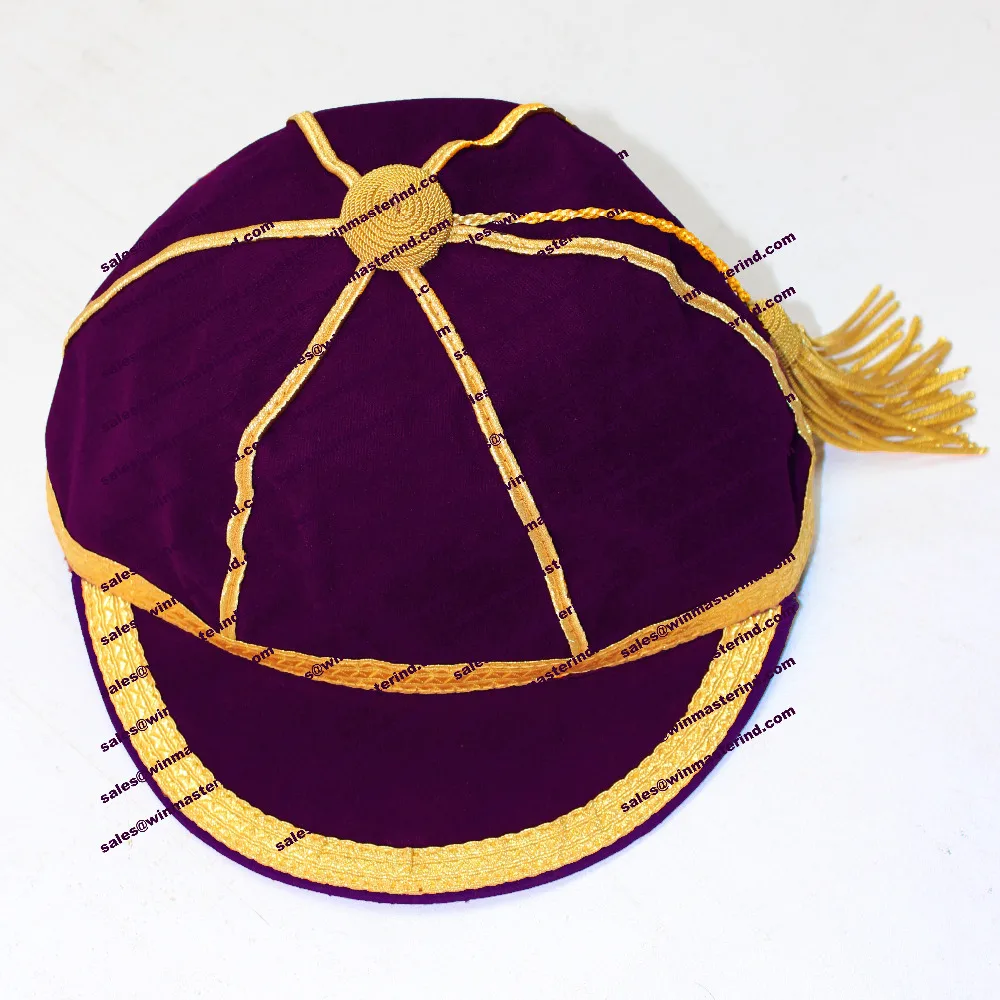 Custom Baggy Cricket Caps honours caps Black with Gold braid and tassel Traditional