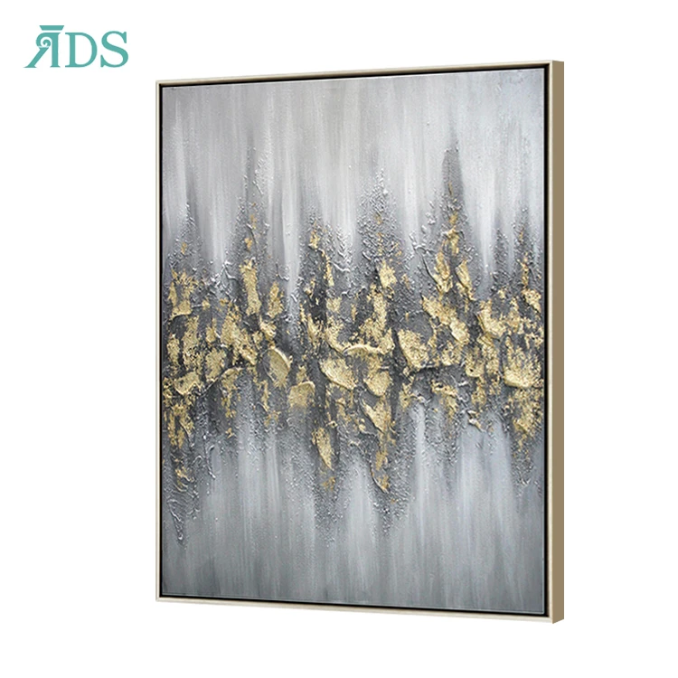 
Handpainted Oil Paintings Glitter Gold Foil Art Large Abstract Canvas Painting 