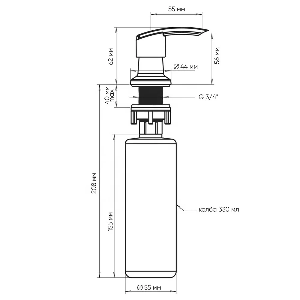 Reliable soap dispenser for kitchen sink, liquid soap dispensers