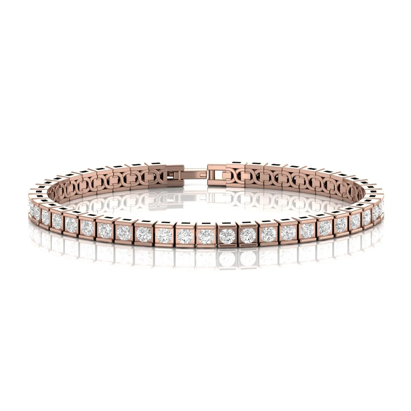 Solid 14KT Yellow Rose White Gold 4.4 CT Real Natural Diamond Tennis Bracelet For Unisex