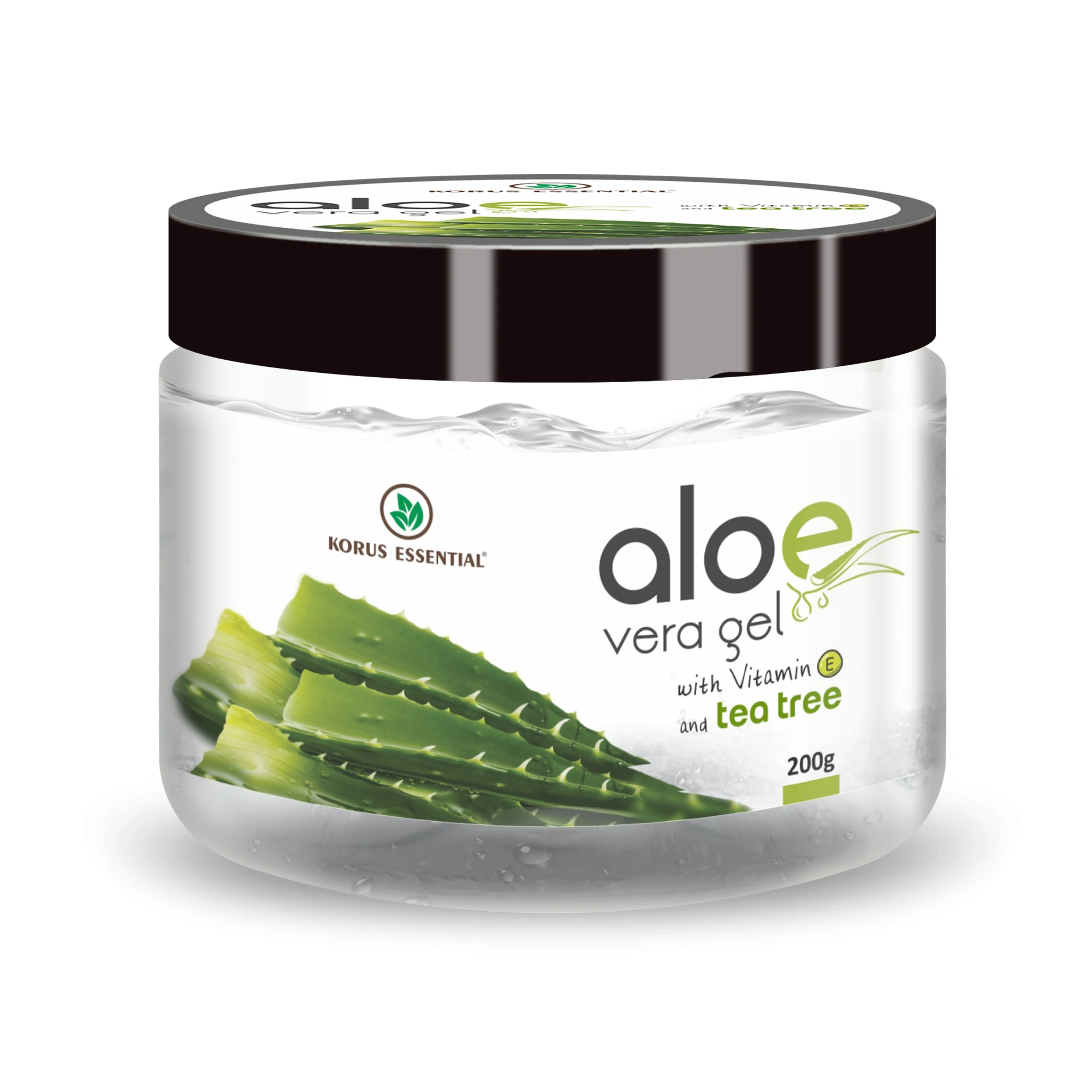 Korus Essential Aloe Vera Gel with Tea Tree and Vitamin E - 200g Pack