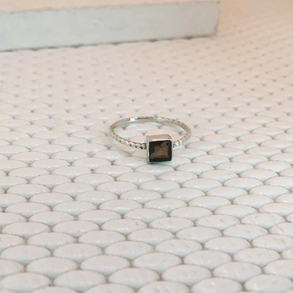 925 Silver Rings Wholesale 925 Silver Engagement Square Rings For Women Jewelry Smokey Gemstone Bulk 925 Sterling Silver Rings