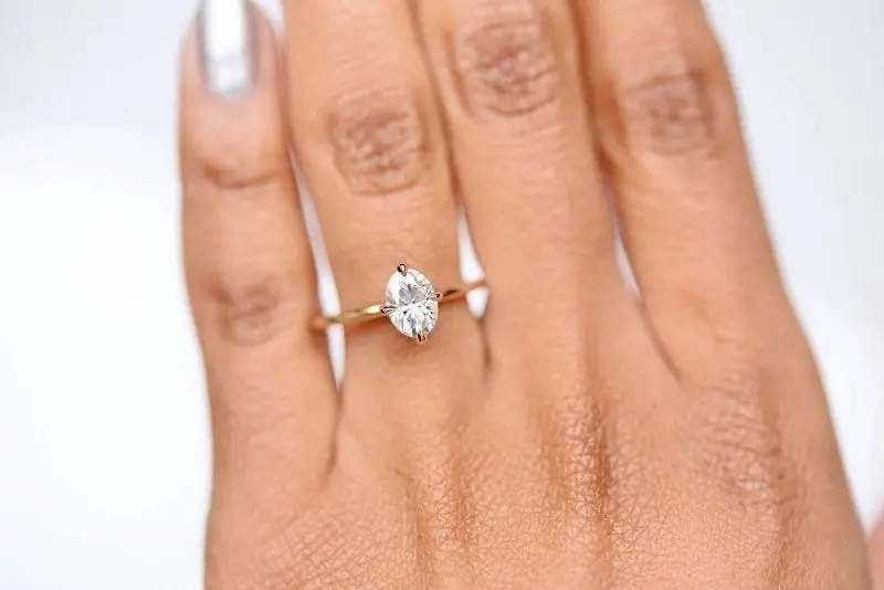 1.50 CT Oval DEF VVS Moissanite Engagement Ring White Gold Jewelry in 18k Solid for Women Gold Plated Rings Men 8 X 6 Mm VVS/VS