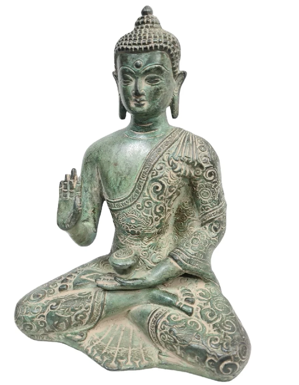 Brass Idol Antiqued Buddha Tibetan Buddhism Spiritual Statue Home Decor Statue India