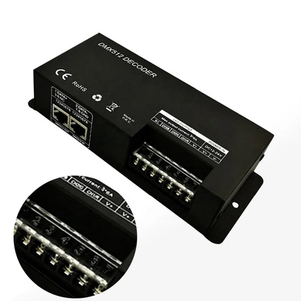 DMX 512 3CH 4CH x 8A декодер светодиодный контроллер 3 канальный вертолет 4-канальный драйвер RGB/RGBW Светодиодная лента с напряжением 12-24 В постоянного тока