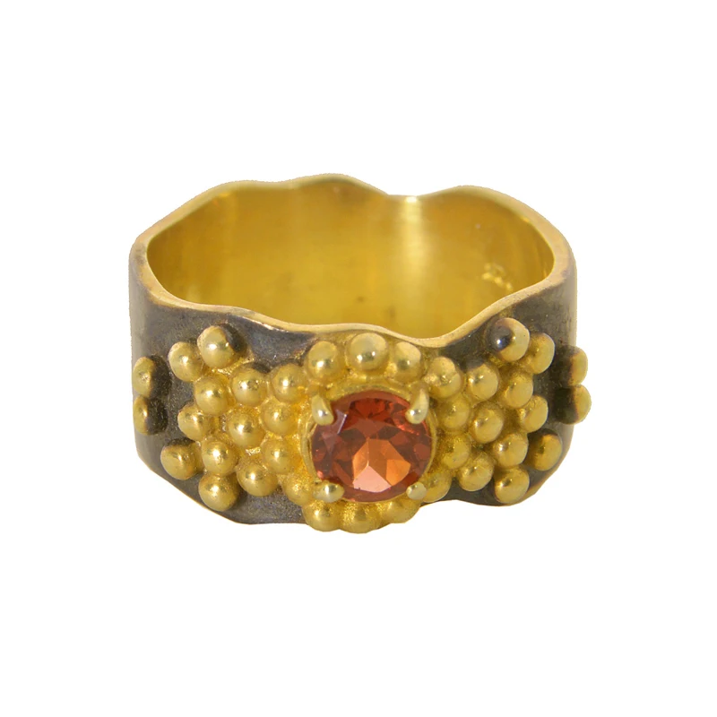 New Design Latest Collection 925 Sterling Silver Ring Garnet Gemstone Gold Plated Jewelry