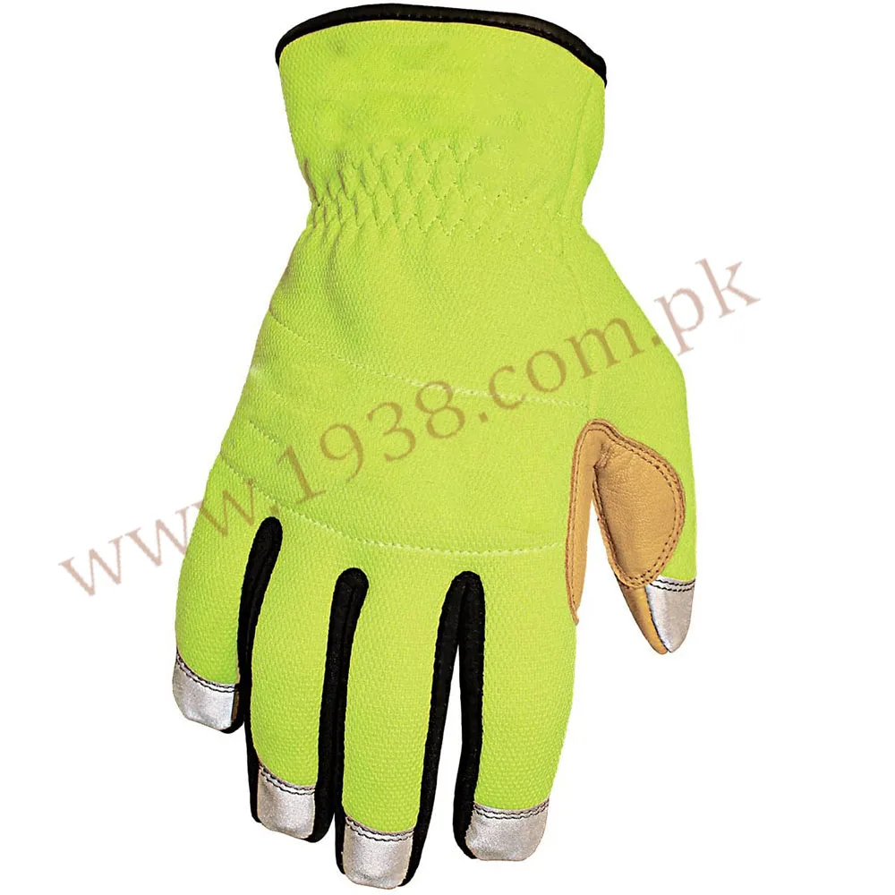 2022 construction gloves Cut-resistant high visibility hybrid performance work glove with stretchable synthetic