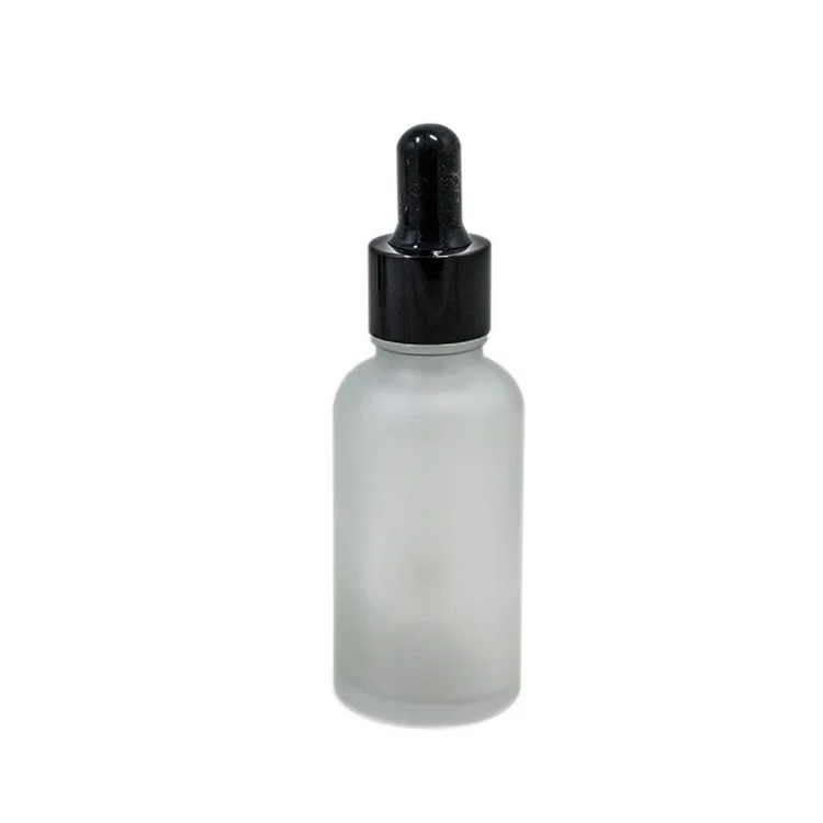 
European Warehouse Ready to Ship White Frosted Essential Oil 30ml Glass Dropper Bottle With Aluminum Dropper Cap 