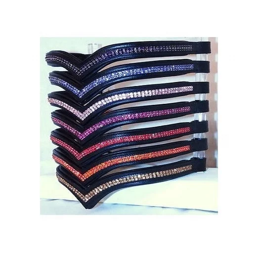 Premium Leather Horse Bridle Bling Brow Band Crystals