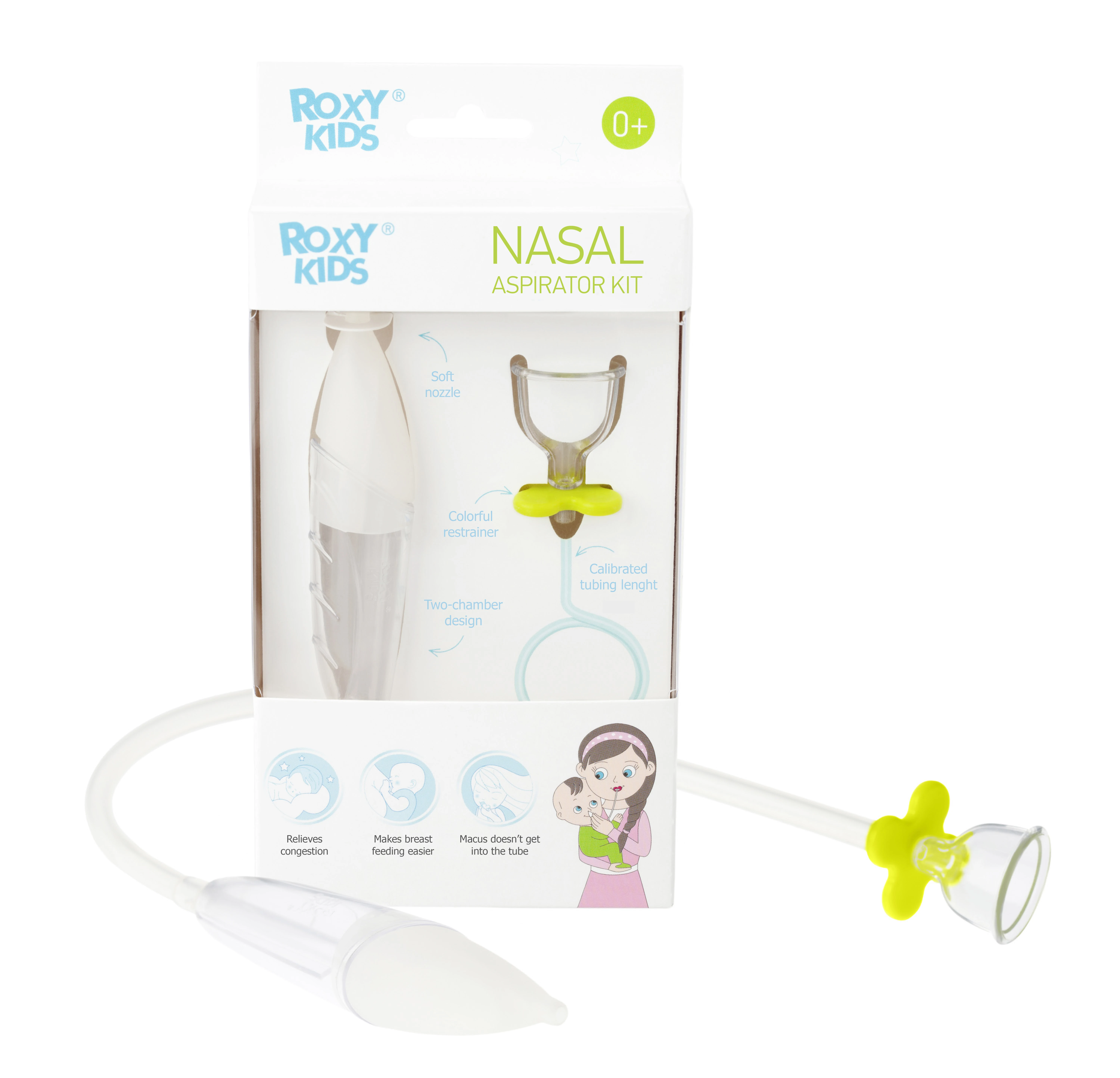 
Safe Hygienic Reusable ROXY-KIDS Nasal Aspirator safety nose cleaner for Infants , no filters needed 