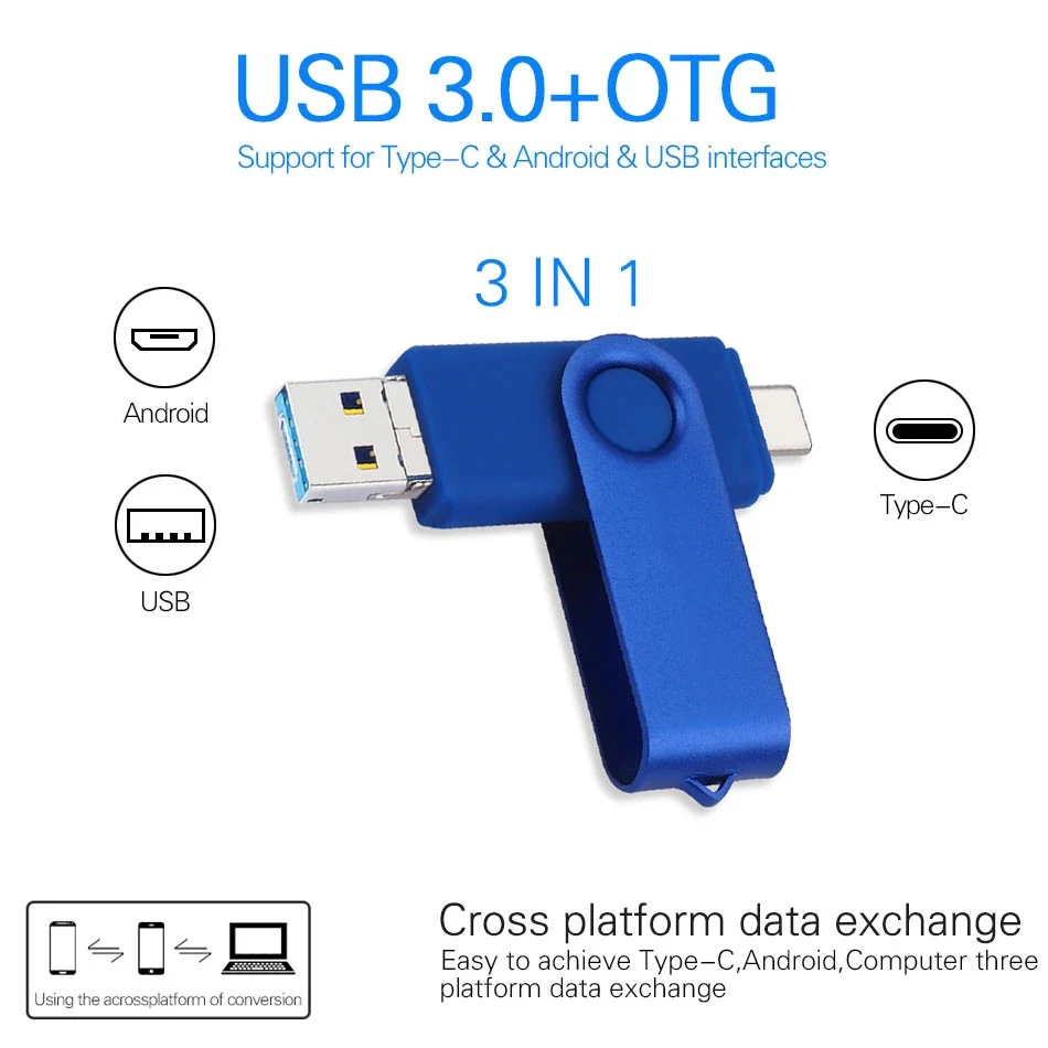 OTG USB Flash Drive 3.1 Mobile Phone-Computer 8GB 16GB 32GB Otg Usb Flash Drive 64Gb Bulk Swivel Usb Shells