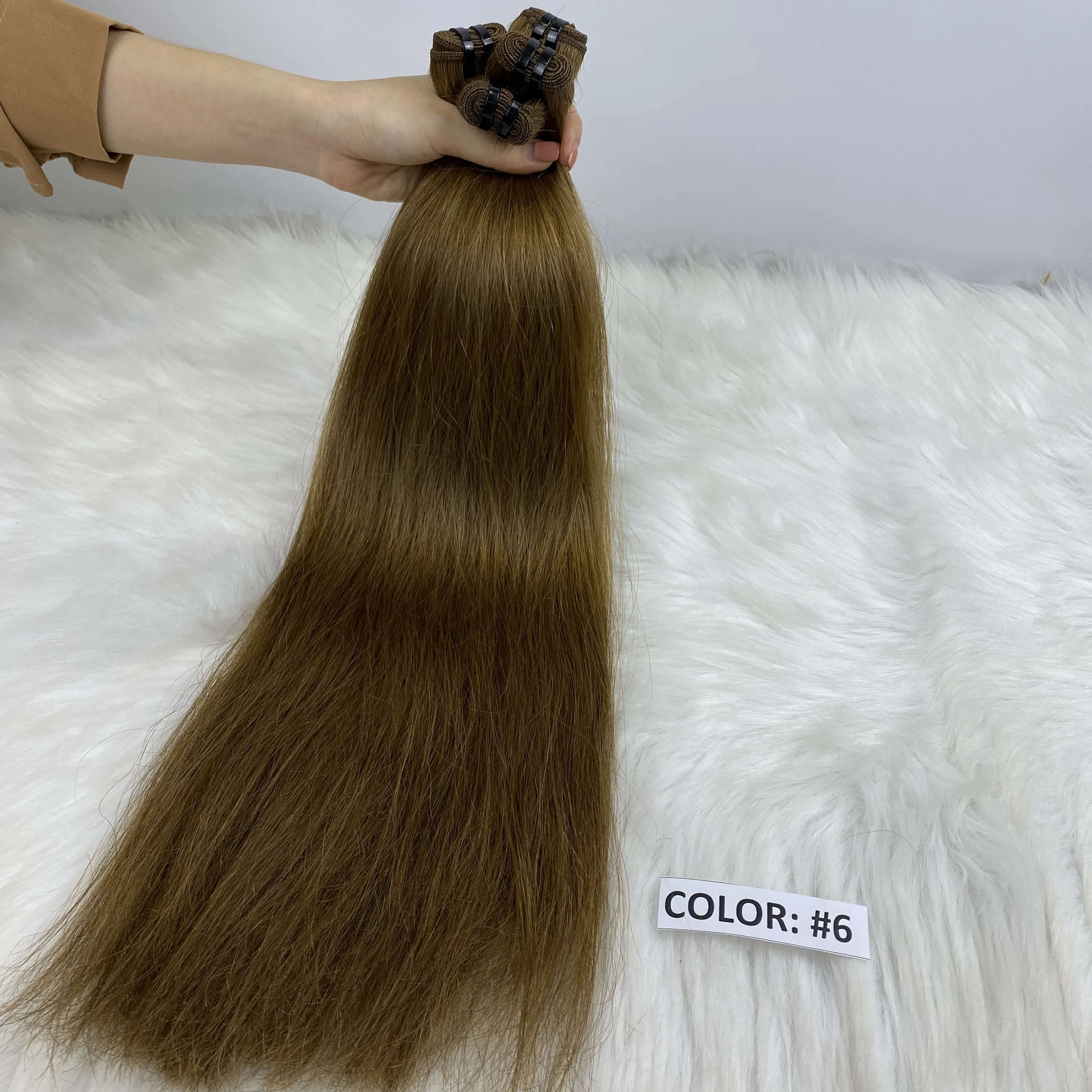 
Up to 12A , 28inches Wholesale Best Grade Cuticle Aligned chestnut color machine weft hairVendors Raw Virgin Brazilian hair 