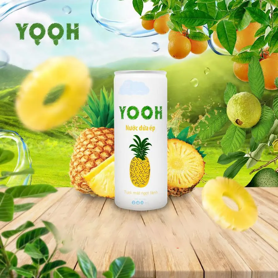 Beverage Drinking PINEAPPLE Canned Volume 240 ml Sweet Flavor Brand YOOH Vietnam Extract from Organic Fruit
